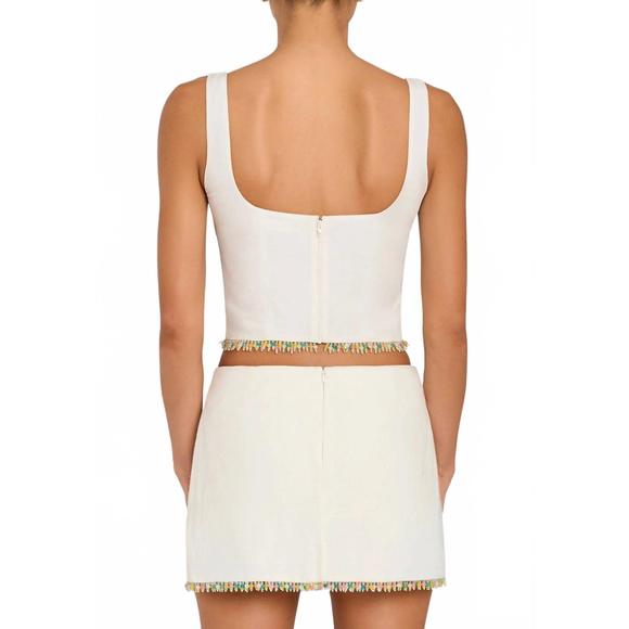 NEW AMANDA UPRICHARD jace square neck top in ivory - Picture 3 of 5